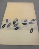 A hand-knotted rug of leaf design on cream ground,
