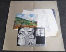 Donald James White : A folio containing twenty drawings, various subjects, all parts unframed.