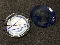 Two Kosta Boda glass chargers