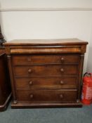 A Victorian mahogany five drawer chest,