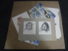 Donald James White : A folio containing twenty drawings, various subjects, all parts unframed.