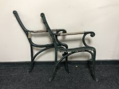 A pair of Victorian cast iron bench ends
