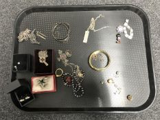 A collection of jewellery to include silver and marcasite jewellery, silver bangles, earrings,
