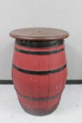 An oak coopered barrel poser table