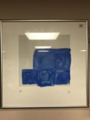 Helen Baker : Abstract Study in Blue and Grey, screenprint, an artist's proof,