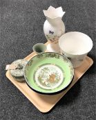 A tray containing a Royal Doulton Burslem Madras bowl together with an Aynsley Cottage Garden