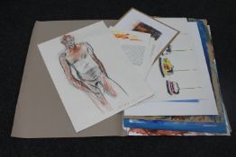 Donald James White : A folio containing twenty drawings, various subjects, all parts unframed.