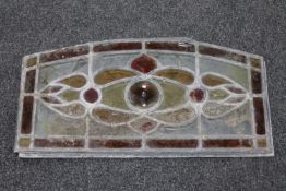 Five antique stained leaded glass windows (a/f)