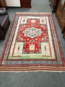 A Caucasian rug of geometric design,