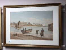 E C Booth, Cullercoats, watercolour, signed and dated 1891,