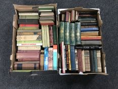 A box containing 20th century volumes, novels,