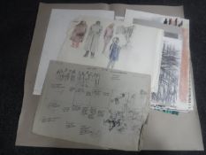 Donald James White : A folio containing twenty drawings, various subjects, all parts unframed.