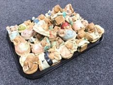 A tray of twenty-five Pendelfin rabbit ornaments