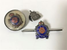 Three vintage silver sweetheart badges;