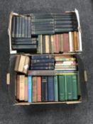 Two boxes containing mid 20th century novels, four volumes of War and Peace,
