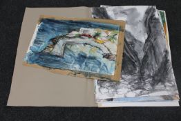 Donald James White : A folio containing twenty drawings, various subjects, all parts unframed.