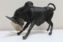 A 20th century tourist souvenir bull made from animal hide