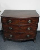 A Regency mahogany three drawer bow fronted chest