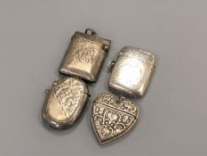 Four silver vesta cases