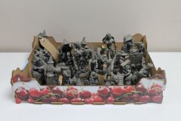 A tray of thirteen The Magic of the Crystal pewter figures and two others