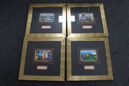 A set of four gilt framed Martin Lafferty prints; Port Rush, Loading Lobster Pots,
