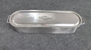 A stainless steel fish kettle