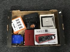 A box of sound recording equipment,