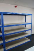 A set of five tier industrial metal shelving, width 180 cm.