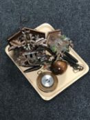 A tray of two Black Forest style cuckoo clocks,