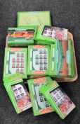 A tray of thirteen boxed Subbuteo teams, English League and international,