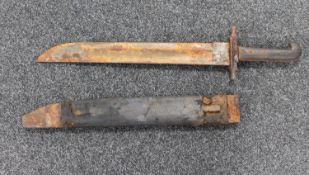 A late 19th century Austrian pioneers short sword in sheath CONDITION REPORT: Blade