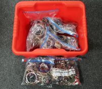 A box containing seven bags of assorted costume jewellery