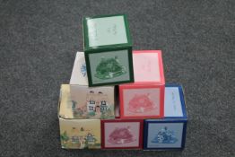 Two Leonardo figures together with four Village collection cottages, all parts boxed.