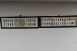 Two framed cigarette card montages depicting Dickens characters