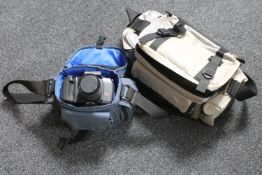 A Pentax SFX camera with lens together with A Carl Zeiss Jena Zoom II 1:2,8-4.3, bag of accessories.