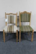 Two continental blond oak dining chairs
