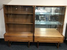 A pair of 20th century teak Turnidge glass door display cabinets