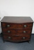 A Regency mahogany three drawer bow fronted chest