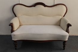 A late 19th century mahogany framed hall settee