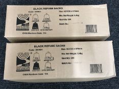 Two boxes of black refuse sacks (400 in total)