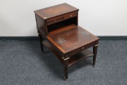 An inlaid mahogany reproduction telephone table