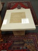 A pair of contemporary high-gloss granite lamp tables,