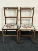 A pair of Victorian inlaid mahogany bedroom chairs