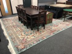 A very large Chinese carpet on turquoise ground,