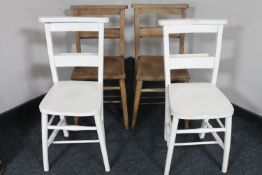Four church chairs (two painted)