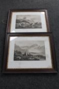 Two early 20th century oak framed black and white prints 