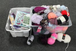 A box of crafting items and a box of wool
