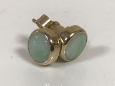 A pair of 9ct gold jade earrings CONDITION REPORT: 1.