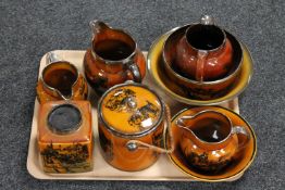 A tray of nine pieces of Coaching Days china