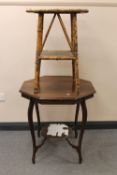 An octagonal mahogany occasional table and an aesthetic bamboo table